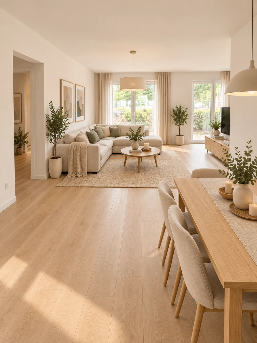 Drei Zimmer mit Garten – Innenraumvisualisierung